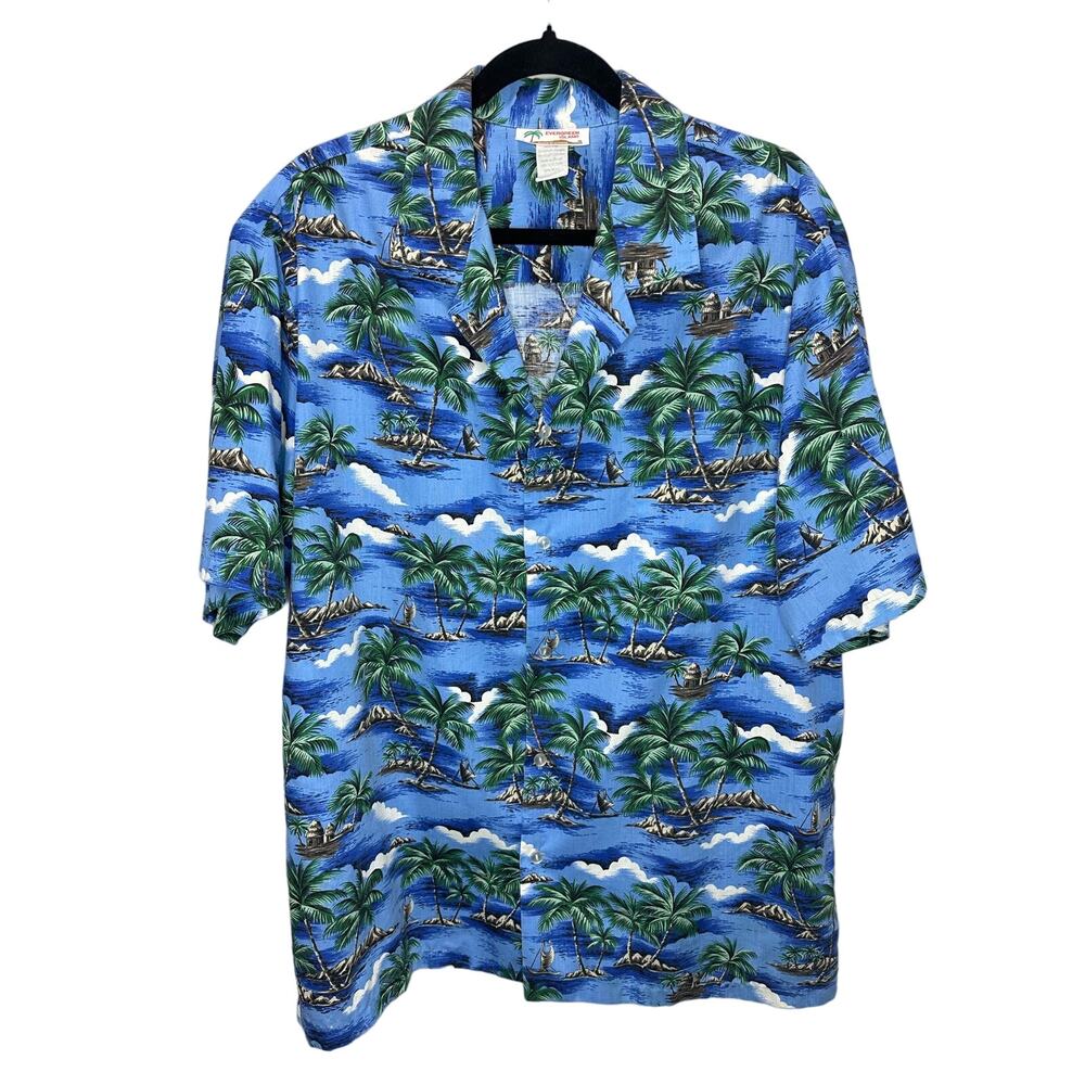 Evergreen Island Vintage Men's Made in Hawaii Button Down Shirt size XL